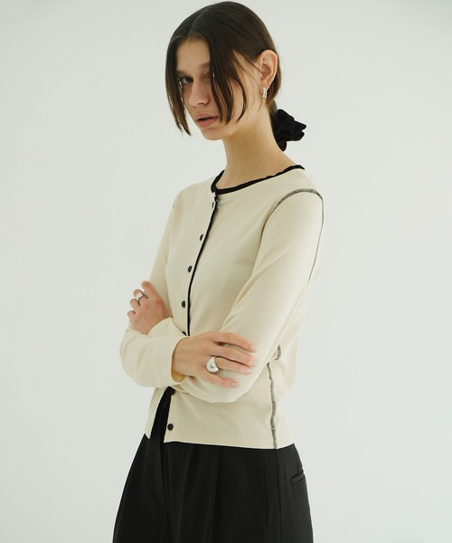 CLANE(クラネ)の「W FACE BICOLOR CARDIGAN(カーディガン/ボレロ・レディース・アイボリー・1)」の6枚目の写真