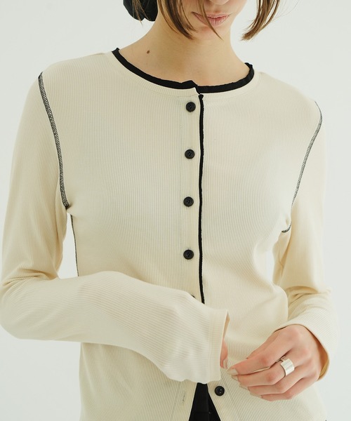 CLANE(クラネ)の「W FACE BICOLOR CARDIGAN(カーディガン/ボレロ・レディース・アイボリー・1)」の7枚目の写真