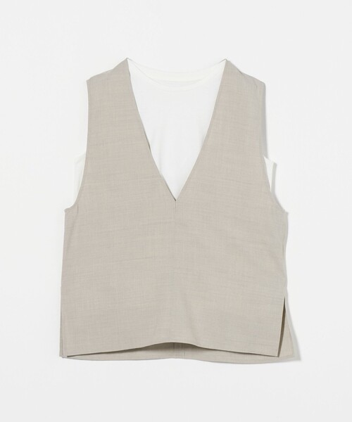 A DAY IN THE LIFE UNITED ARROWS(アデイインザライフユナイテッドアローズ)の「リネンライク Vネックベスト+ノースリーブ <A DAY IN THE LIFE>(シャツ/ブラウス・レディース・モカ/ダークグレー/ナチュラル・FREE)」の3枚目の写真