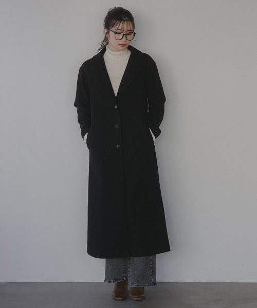 セール】高身長 ニットメルトンロングチェスターコート（トールサイズ