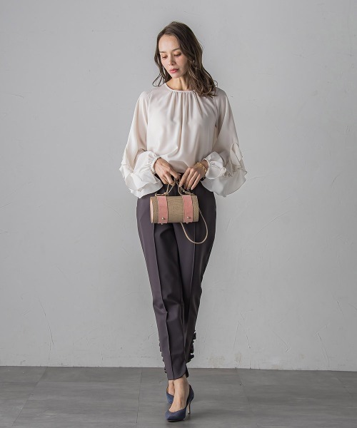 Viaggio Blu(ビアッジョブルー)の「ラッフルブラウス≪洗濯機で洗える≫(シャツ/ブラウス・レディース・オフホワイト/ブラック・M/S)」の8枚目の写真