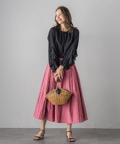 Viaggio Blu(ビアッジョブルー)の「ラッフルブラウス≪洗濯機で洗える≫(シャツ/ブラウス・レディース・オフホワイト/ブラック・M/S)」の20枚目の写真