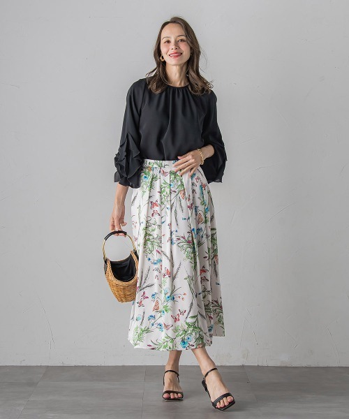 Viaggio Blu(ビアッジョブルー)の「ラッフルブラウス≪洗濯機で洗える≫(シャツ/ブラウス・レディース・オフホワイト/ブラック・M/S)」の21枚目の写真