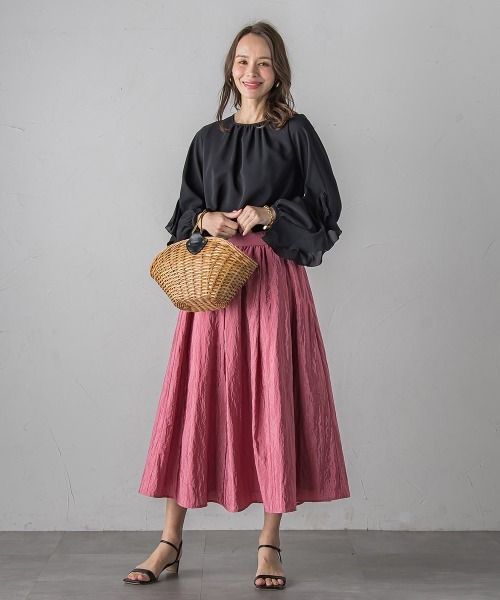 Viaggio Blu(ビアッジョブルー)の「ラッフルブラウス≪洗濯機で洗える≫(シャツ/ブラウス・レディース・オフホワイト/ブラック・M/S)」の18枚目の写真