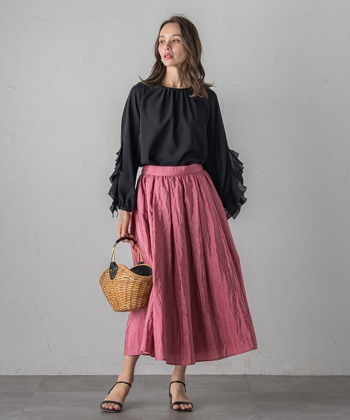 Viaggio Blu(ビアッジョブルー)の「ラッフルブラウス≪洗濯機で洗える≫(シャツ/ブラウス・レディース・オフホワイト/ブラック・M/S)」の19枚目の写真