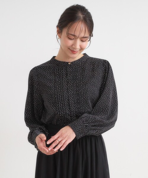 DRESKIP（ドレスキップ）の「【セットアップ可】ピンタックバンドカラーブラウス（シャツ/ブラウス・レディース・グリーン系/ブラック/ネイビー系5/ブラック系5・04/03/02/01）」の17枚目の写真