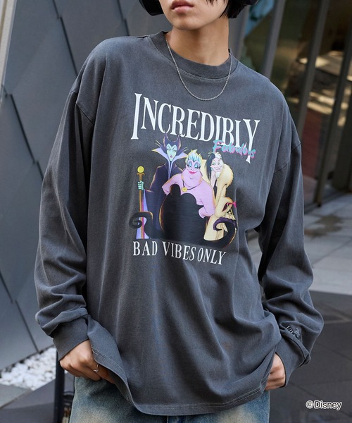 Disney Villains 別注 ピグメント加工ビッグシルエットプリント長袖T