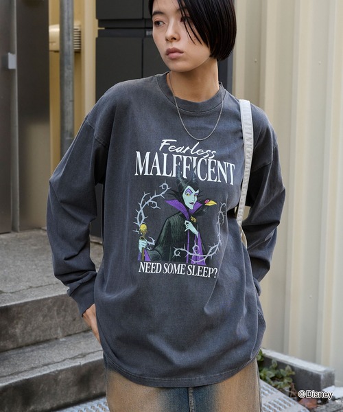Disney Villains 別注 ピグメント加工ビッグシルエットプリント長袖T