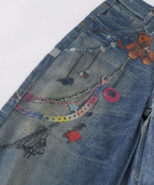 WESTSEA(ウエストシー)の「くま & チェーンプリント デニムライク ワイドパンツ(その他パンツ・レディース・ブルー・M/L)」の13枚目の写真