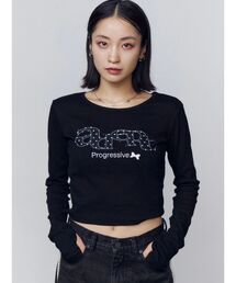 EMODA（エモダ）の「ロゴパッチクロップロンT（Tシャツ/カットソー）」