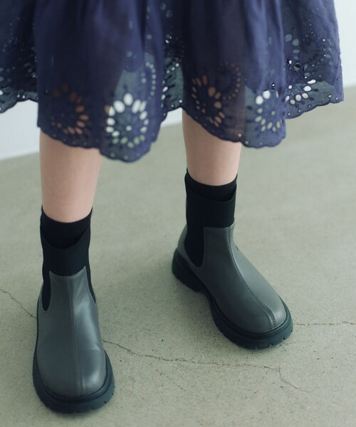 green label relaxing(グリーンレーベルリラクシング)の「ストレッチ リブ ショートブーツ / キッズ 17cm-23cm(ブーツ・キッズ・ブラック/ダークグレー・22cm/23cm/18cm/21cm/20cm/19cm/17cm)」の1枚目の写真