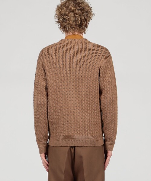 トゥモローランドtomorrowlandEditionケーブルニットカーディガン セール】 ツイーディケーブル クルーネックカーディガン