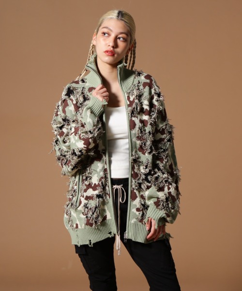 DANKE SCHON（ダンケシェーン）の「DankeSchon/ダンケシェーン/CAMO KNIT DRIVERS（カーディガン/ボレロ・レディース・モスグリーン/グレー・M/L）」の3枚目の写真