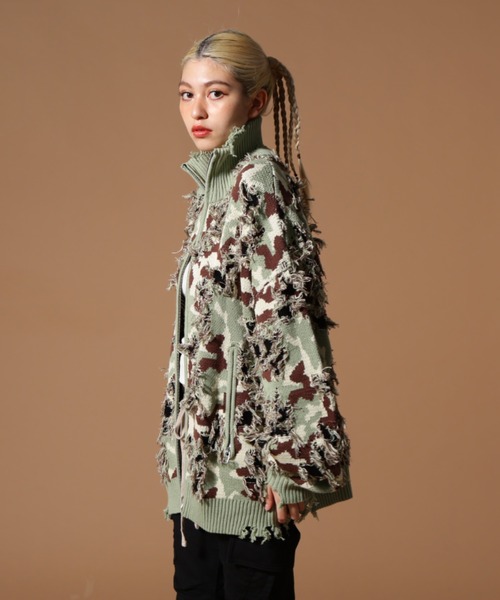 DANKE SCHON（ダンケシェーン）の「DankeSchon/ダンケシェーン/CAMO KNIT DRIVERS（カーディガン/ボレロ・レディース・モスグリーン/グレー・M/L）」の4枚目の写真