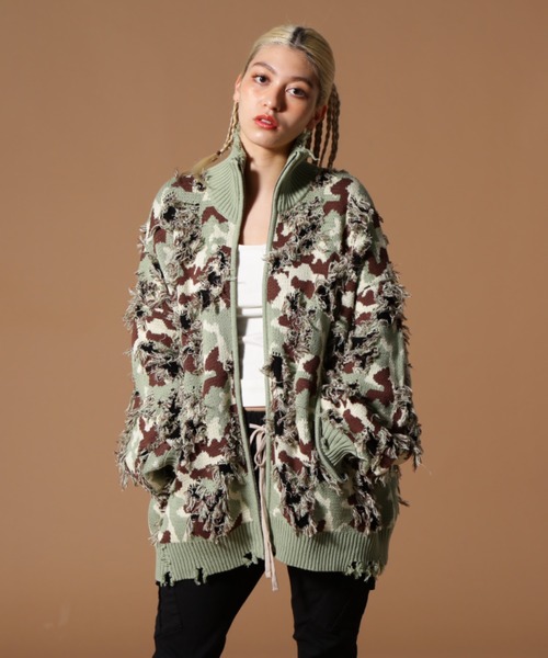 DANKE SCHON（ダンケシェーン）の「DankeSchon/ダンケシェーン/CAMO KNIT DRIVERS（カーディガン/ボレロ・レディース・モスグリーン/グレー・M/L）」の5枚目の写真