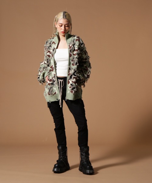 DANKE SCHON（ダンケシェーン）の「DankeSchon/ダンケシェーン/CAMO KNIT DRIVERS（カーディガン/ボレロ・レディース・モスグリーン/グレー・M/L）」の8枚目の写真