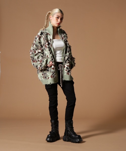 DANKE SCHON（ダンケシェーン）の「DankeSchon/ダンケシェーン/CAMO KNIT DRIVERS（カーディガン/ボレロ・レディース・モスグリーン/グレー・M/L）」の9枚目の写真