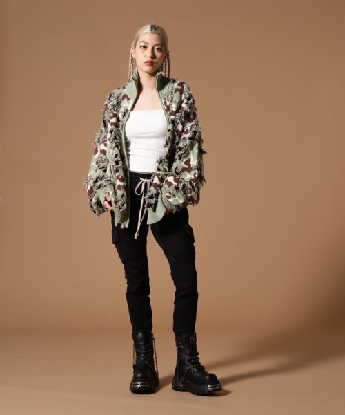 DANKE SCHON（ダンケシェーン）の「DankeSchon/ダンケシェーン/CAMO KNIT DRIVERS（カーディガン/ボレロ・レディース・モスグリーン/グレー・M/L）」の10枚目の写真