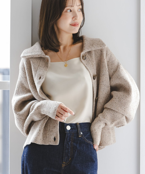 NOBLE別注》Venit/ヴェニット ネップツイードパフスリーブカーディガン