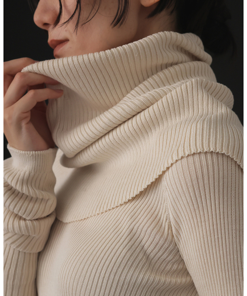 シルク混リブネックウォーマー（ネックウォーマー/スヌード）｜EMILY