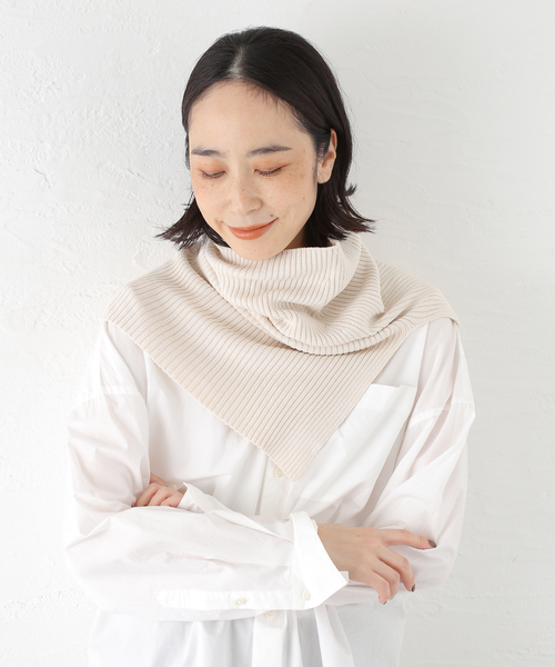 シルク混リブネックウォーマー（ネックウォーマー/スヌード）｜EMILY