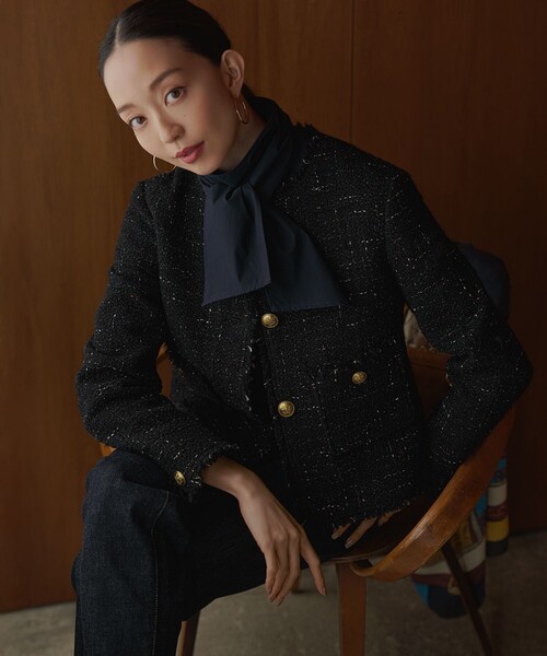 ✨23区GIOLICA ノーカラー ツイード ジャケット40 11号✨ GIOLICA ノーカラー ツイード ジャケット | 23区(23KU) | マルイウェブ