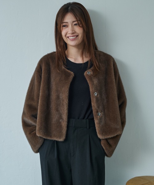 ノーカラーファージャケット（ノーカラージャケット）｜MINS MINIS