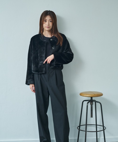 セール】ノーカラーファージャケット（ノーカラージャケット）｜MINS