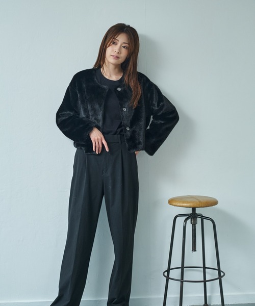 ノーカラーファージャケット（ノーカラージャケット）｜MINS MINIS