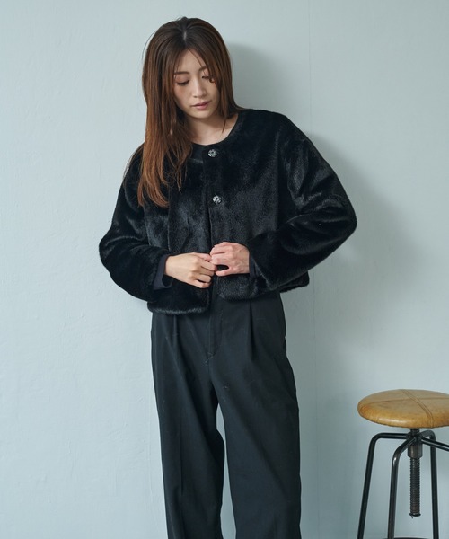 ノーカラーファージャケット（ノーカラージャケット）｜MINS MINIS