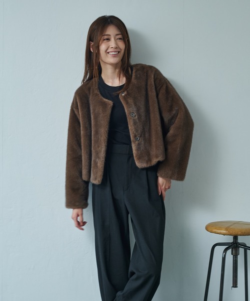 ノーカラーファージャケット（ノーカラージャケット）｜MINS MINIS