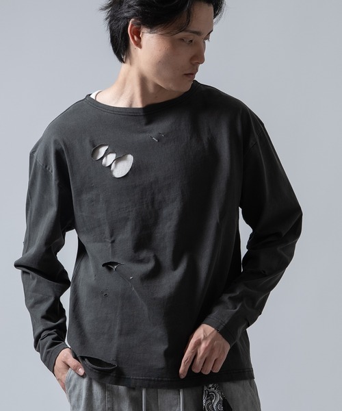 SIDEWAY STANCE(サイドウェイスタンス)の「【SIDEWAY STANCE】グランジ 無地 長袖Tシャツ(Tシャツ/カットソー・メンズ・ホワイト/ブラック系/ブラウン系/ブラック・X-LARGE/LARGE/MEDIUM/SMALL)」の3枚目の写真