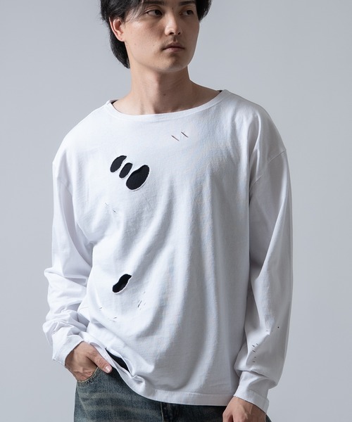 SIDEWAY STANCE(サイドウェイスタンス)の「【SIDEWAY STANCE】グランジ 無地 長袖Tシャツ(Tシャツ/カットソー・メンズ・ホワイト/ブラック系/ブラウン系/ブラック・X-LARGE/LARGE/MEDIUM/SMALL)」の2枚目の写真