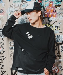 【SIDEWAY STANCE】グランジ 無地 長袖Tシャツ