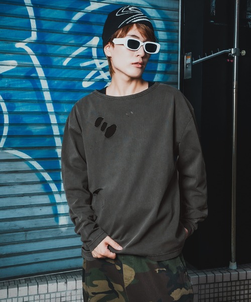 SIDEWAY STANCE(サイドウェイスタンス)の「【SIDEWAY STANCE】グランジ 無地 長袖Tシャツ(Tシャツ/カットソー・メンズ・ホワイト/ブラック系/ブラウン系/ブラック・X-LARGE/LARGE/MEDIUM/SMALL)」の8枚目の写真