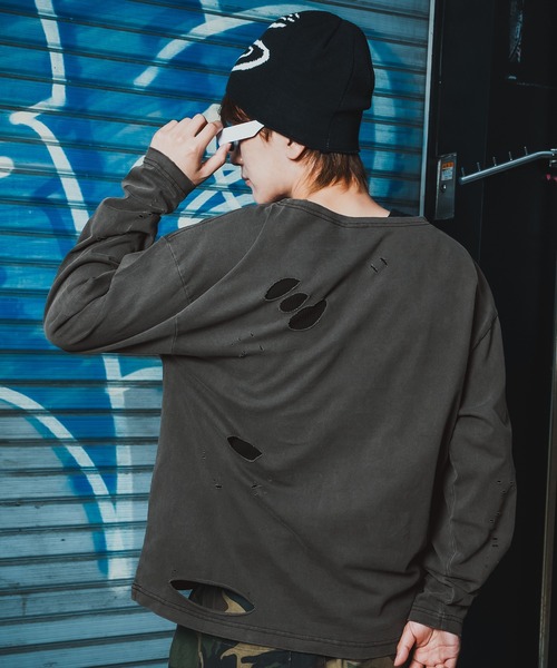 SIDEWAY STANCE(サイドウェイスタンス)の「【SIDEWAY STANCE】グランジ 無地 長袖Tシャツ(Tシャツ/カットソー・メンズ・ホワイト/ブラック系/ブラウン系/ブラック・X-LARGE/LARGE/MEDIUM/SMALL)」の9枚目の写真