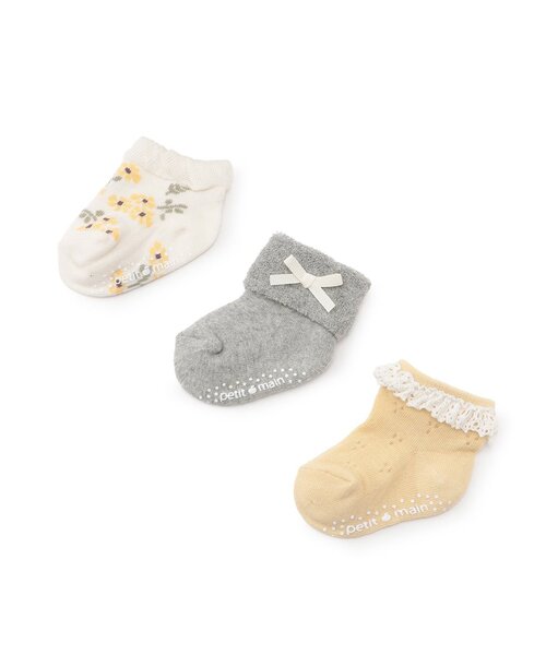 petit main(プティマイン)の「BABY3Pソックス(ベビーシューズ/ベビーソックス・キッズ・グリーン/マスタード/ライトピンク/クリーム・11-13cm/9-11cm)」の2枚目の写真