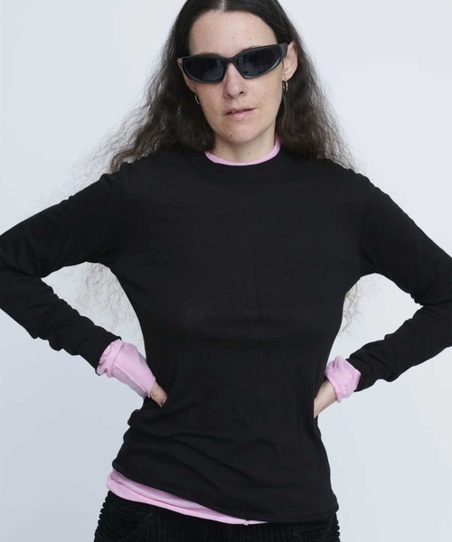 INSCRIRE（アンスクリア）の「【INSCRIRE/アンスクリア】Cotton Cashmere Tee/コットンカシミヤTシャツ/カットソー（Tシャツ/カットソー・レディース・ホワイト/ブラック/ピンク・FREE）」の2枚目の写真