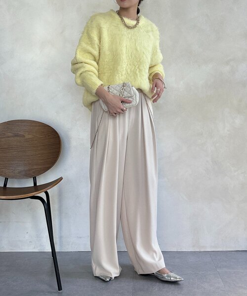 DouDou(ドゥドゥ)の「【WEB限定】ロングシャギープルオーバー(ニット/セーター・レディース・アイボリー/ベージュ/イエロー/チャコールグレー・FREE)」の19枚目の写真