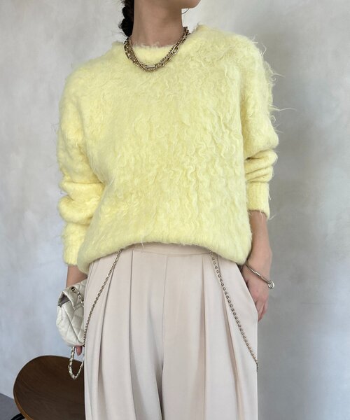 DouDou(ドゥドゥ)の「【WEB限定】ロングシャギープルオーバー(ニット/セーター・レディース・アイボリー/ベージュ/イエロー/チャコールグレー・FREE)」の22枚目の写真