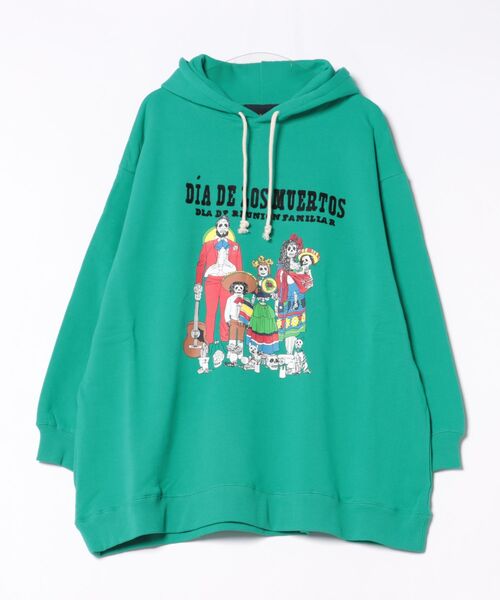 チャイハネ(チャイハネ)の「【チャイハネ】Amina×grn ファミタイMEN'Sフーディー(パーカー・メンズ・グリーン/ホワイト・FREE)」の1枚目の写真