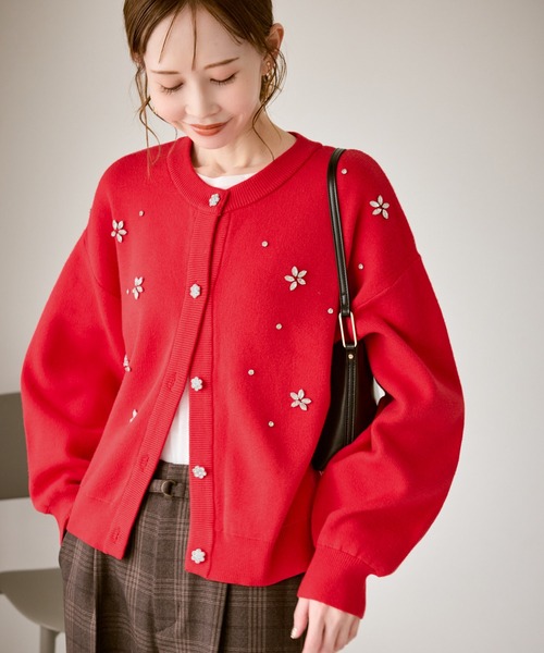 ROPE' PICNIC（ロペピクニック）の「ビジューニットカーディガン（カーディガン/ボレロ・レディース・グレー/ブルー/ブラック/レッド/キナリ・FREE）」の5枚目の写真