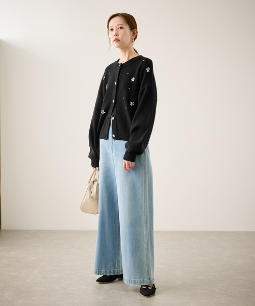 ROPE' PICNIC（ロペピクニック）の「ビジューニットカーディガン（カーディガン/ボレロ・レディース・グレー/ブルー/ブラック/レッド/キナリ・FREE）」の6枚目の写真