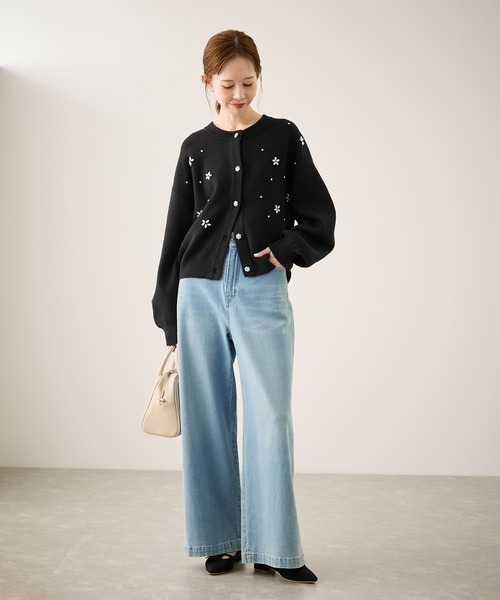 ROPE' PICNIC（ロペピクニック）の「ビジューニットカーディガン（カーディガン/ボレロ・レディース・グレー/ブルー/ブラック/レッド/キナリ・FREE）」の7枚目の写真