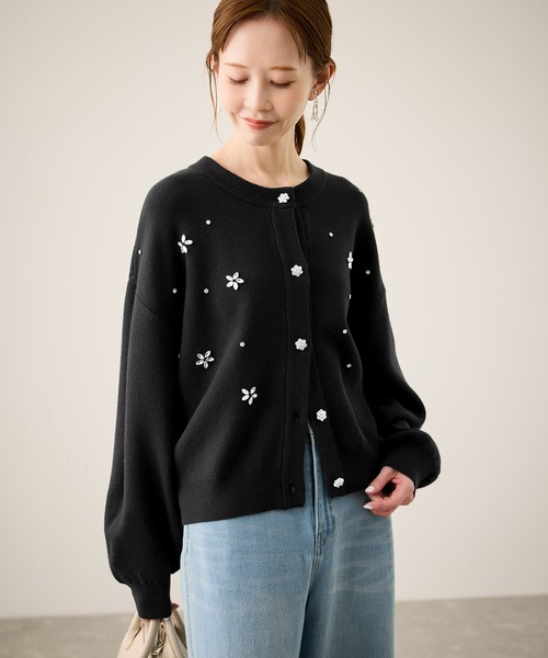 ROPE' PICNIC（ロペピクニック）の「ビジューニットカーディガン（カーディガン/ボレロ・レディース・グレー/ブルー/ブラック/レッド/キナリ・FREE）」の8枚目の写真