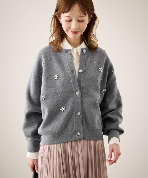 ROPE' PICNIC（ロペピクニック）の「ビジューニットカーディガン（カーディガン/ボレロ・レディース・グレー/ブルー/ブラック/レッド/キナリ・FREE）」の14枚目の写真