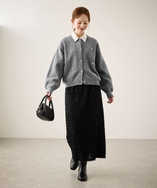 ROPE' PICNIC（ロペピクニック）の「ビジューニットカーディガン（カーディガン/ボレロ・レディース・グレー/ブルー/ブラック/レッド/キナリ・FREE）」の18枚目の写真