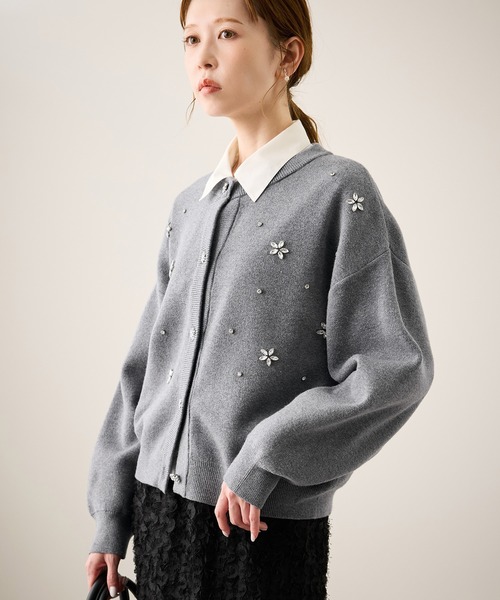 ROPE' PICNIC（ロペピクニック）の「ビジューニットカーディガン（カーディガン/ボレロ・レディース・グレー/ブルー/ブラック/レッド/キナリ・FREE）」の19枚目の写真