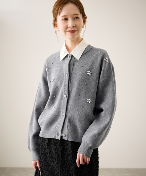 ROPE' PICNIC（ロペピクニック）の「ビジューニットカーディガン（カーディガン/ボレロ・レディース・グレー/ブルー/ブラック/レッド/キナリ・FREE）」の20枚目の写真