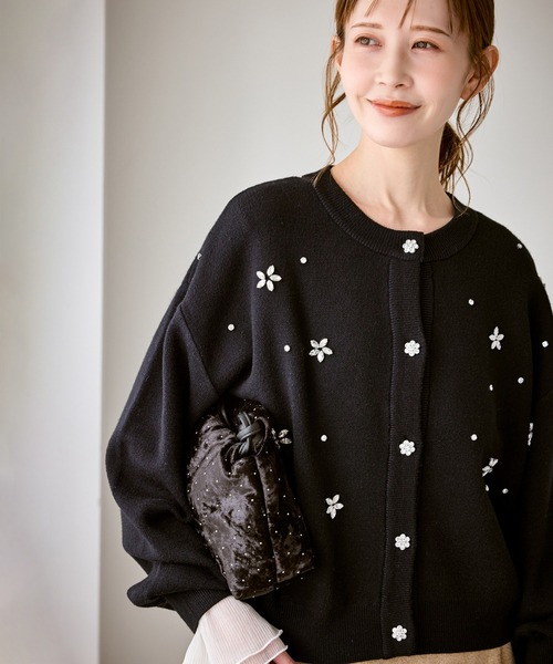 セール】ビジューニットカーディガン（カーディガン/ボレロ）｜ROPE